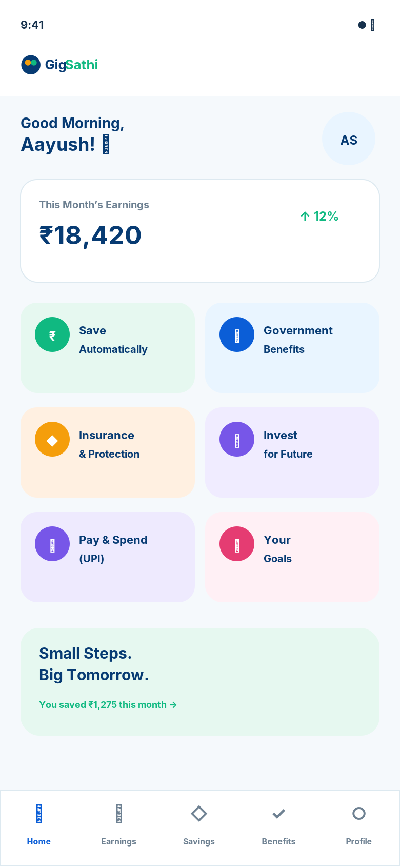 GigNivesh Mobile Dashboard App Screen