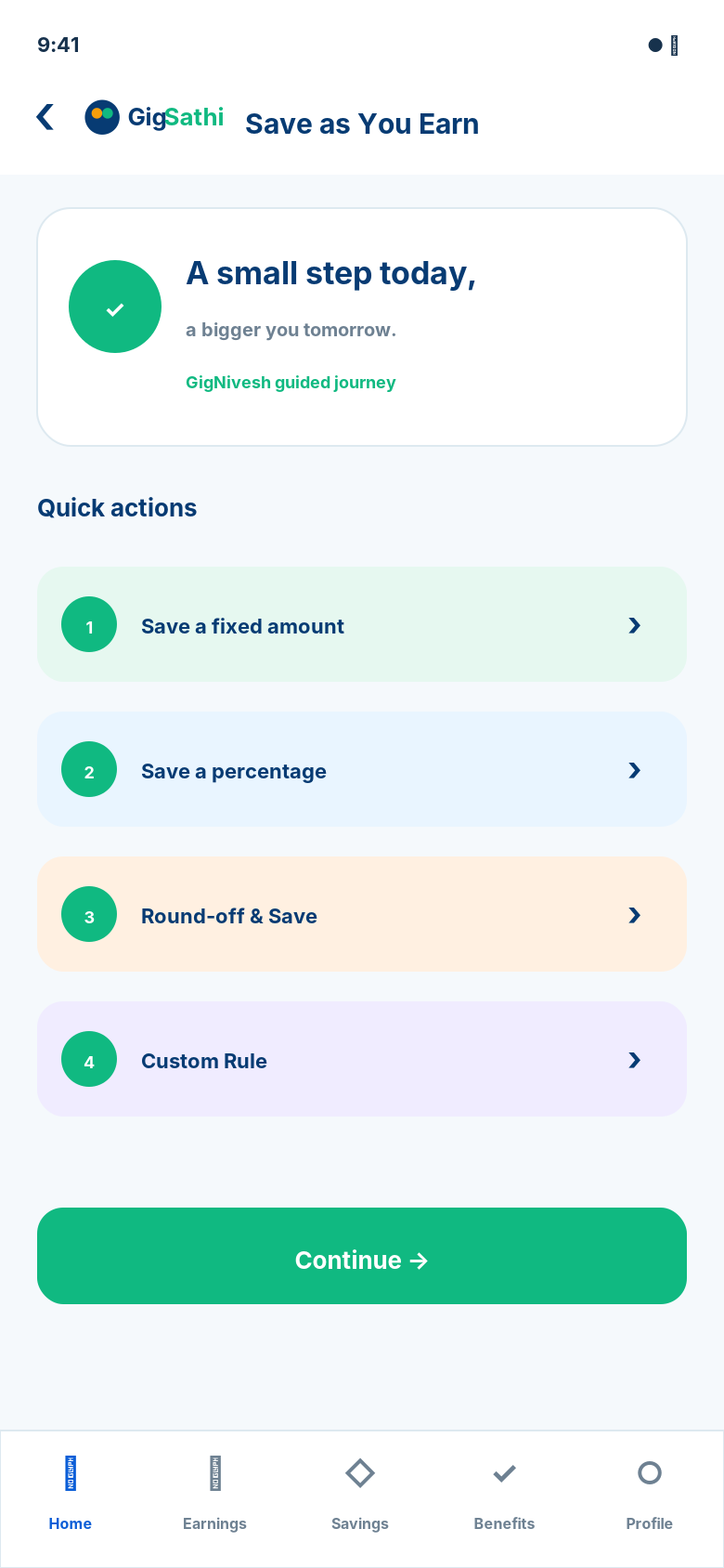 SAYE Rule Setup Screen