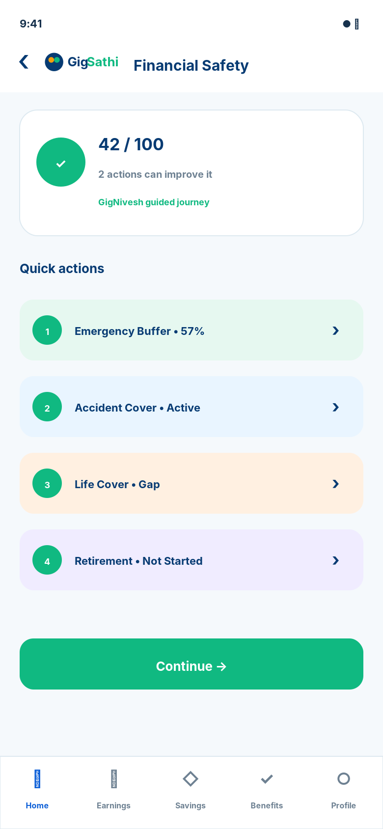 Financial Safety Meter Screen